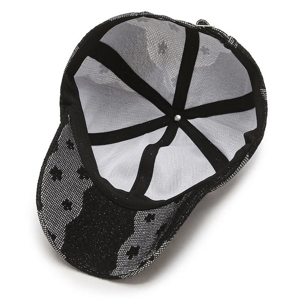 Spring And Summer Women Baseball Caps Trendy Style Polyester Lace Flowers Outdoor Street Play Female Peaked Hats