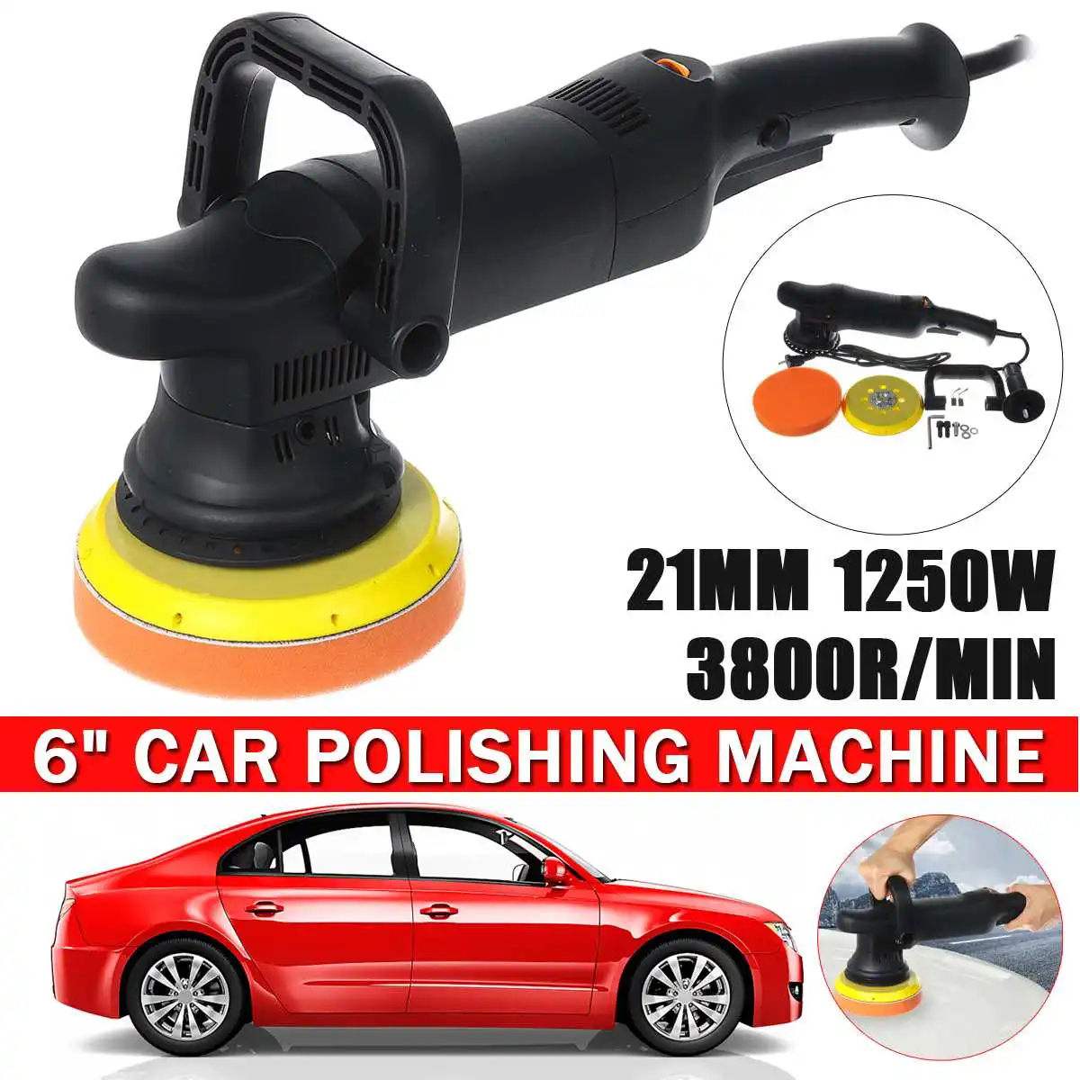 

1250W Electric Car Polisher Machine 220V/110V Auto Polishing Machine Orbital Dual Action Buffer DA Waxing Tools Power Sander