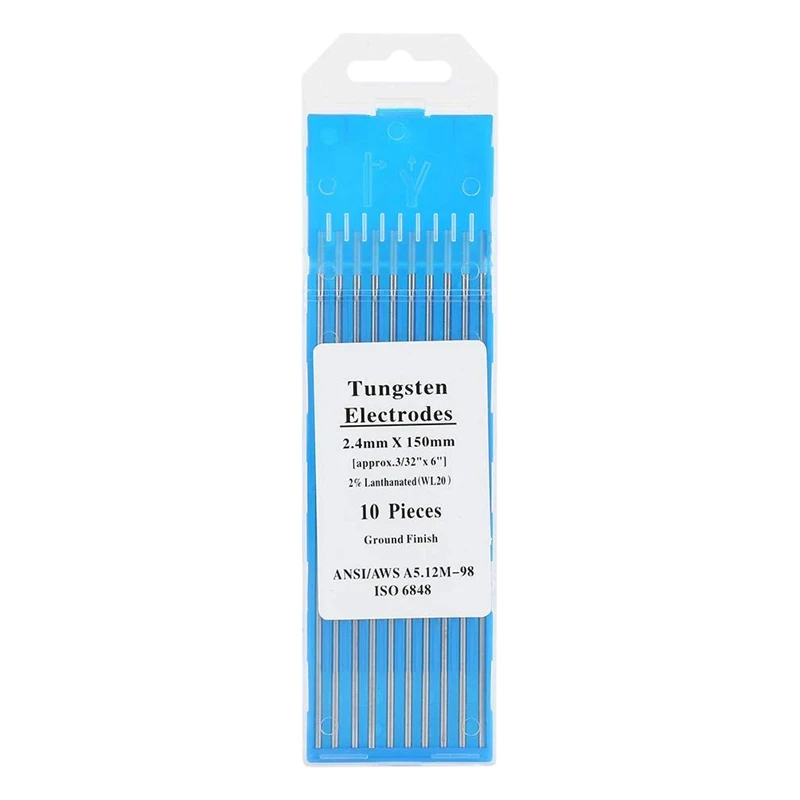 

10Pcs WL20 Tungsten Electrode Professional Tig Rod 2.0% Lanthanated For Welding Machine Welding Tool(2.4Mm150mm)