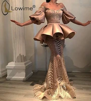 dubai glitter sequin evening dresses 2020 mermaid half sleeve women african formal gowns middle east dresses