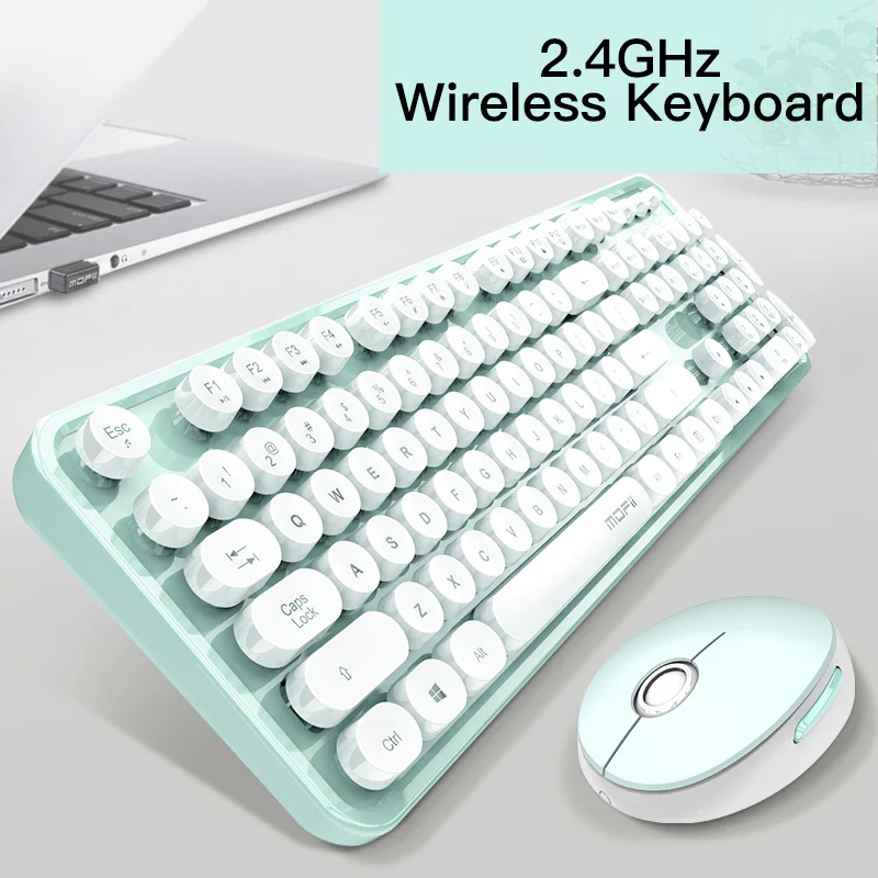 

Wireless Keyboard and Mouse Combo Silent 2.4GHz Wireless USB Receiver Cute 104 Keys Full-Sized Keyboard For PC Computer Laptop