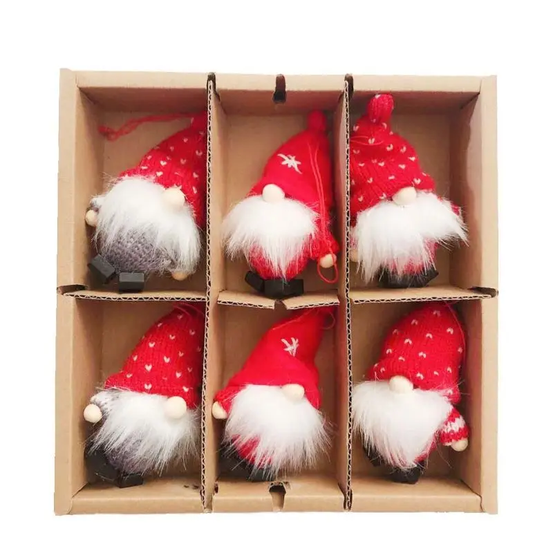 

2021 New 6Pack Christmas Gnome Plush Toys Hanging Decorations for Christmas Tree kid Gift