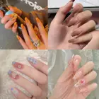 Накладные ногти с градиентом, 24 шт., накладные ногти в сетку, носимые накладные ногти с полным покрытием, накладные ногти во французской балерине, Типсы для маникюра