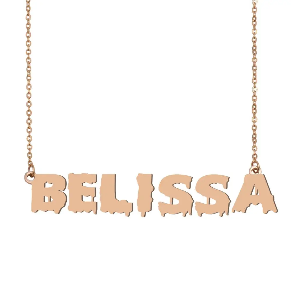 

Belissa Name Necklace , Cool Bloody Art Name Necklace for Halloween and Santa's Day Jewelry Gift for Kids Boys Girls