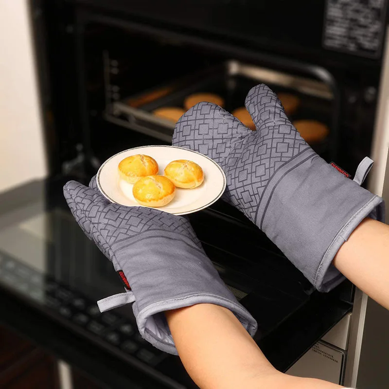 

Kitchen Anti-scalding Oven Gloves Mitts Potholder for BBQ Cotton Microwave Baking Insulation Gloves Tray Dish Bowl Potholder Pad