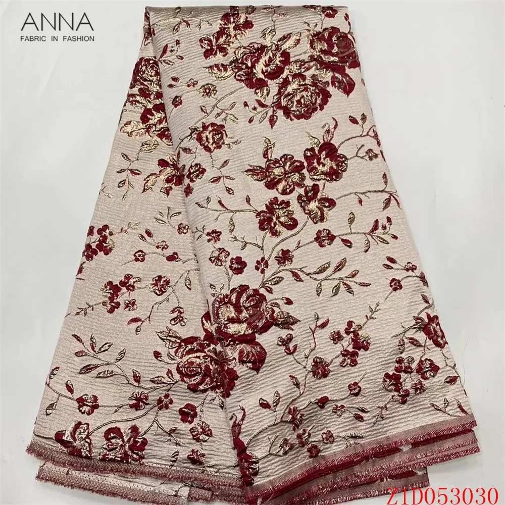 

Нигерийская парчовая кружевная ткань Anna, новая вышивка с жаккардовым переплетением, 5 ярдов для шитья, французское Сетчатое Тюлевое женское...