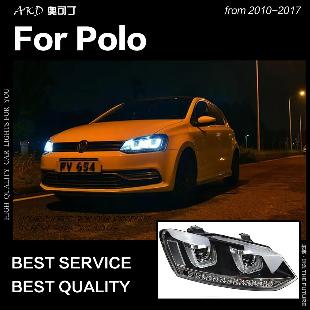 AKD автостайлинг для VW Polo фары 2010-2017 светодиодный ные DRL Hid ангельские глазки