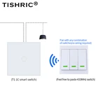 Пульт дистанционного управления TISHRIC RF 433 МГц, передатчик, настенная клейкая панель SmartGoogle Home, работает с SONOFF RFT1T2Bridge4CH PRO r2