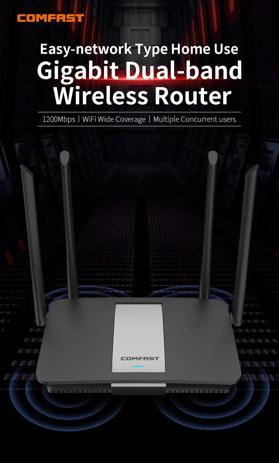 Двухдиапазонный беспроводной Wi Fi роутер AC1200 2 4 ГГц + 5 порт Wan/Lan умный с высоким