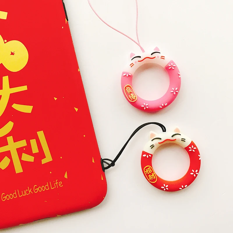 Каваи силиконовый Кот ремешок для ключей мобильный телефон шарм ремни iPhone Samsung