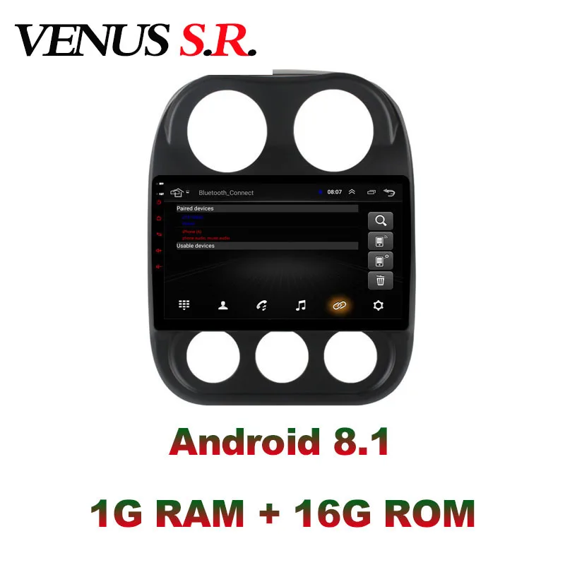 VenusSR Android 8 1 автомобильный DVD плеер GPS навигация Мультимедиа для JEEP Компас Патриот