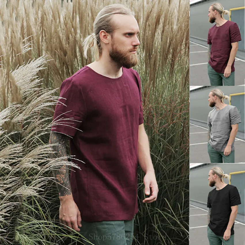 Мужской винтажный костюм пиратского викинга из хлопка и льна| |