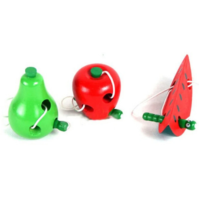 

Classic Toys For Children Wooden Educational Toys Funny Toy Worm Eat Fruit Apple Pear Baby Toy Gift Early Learning Puzzles