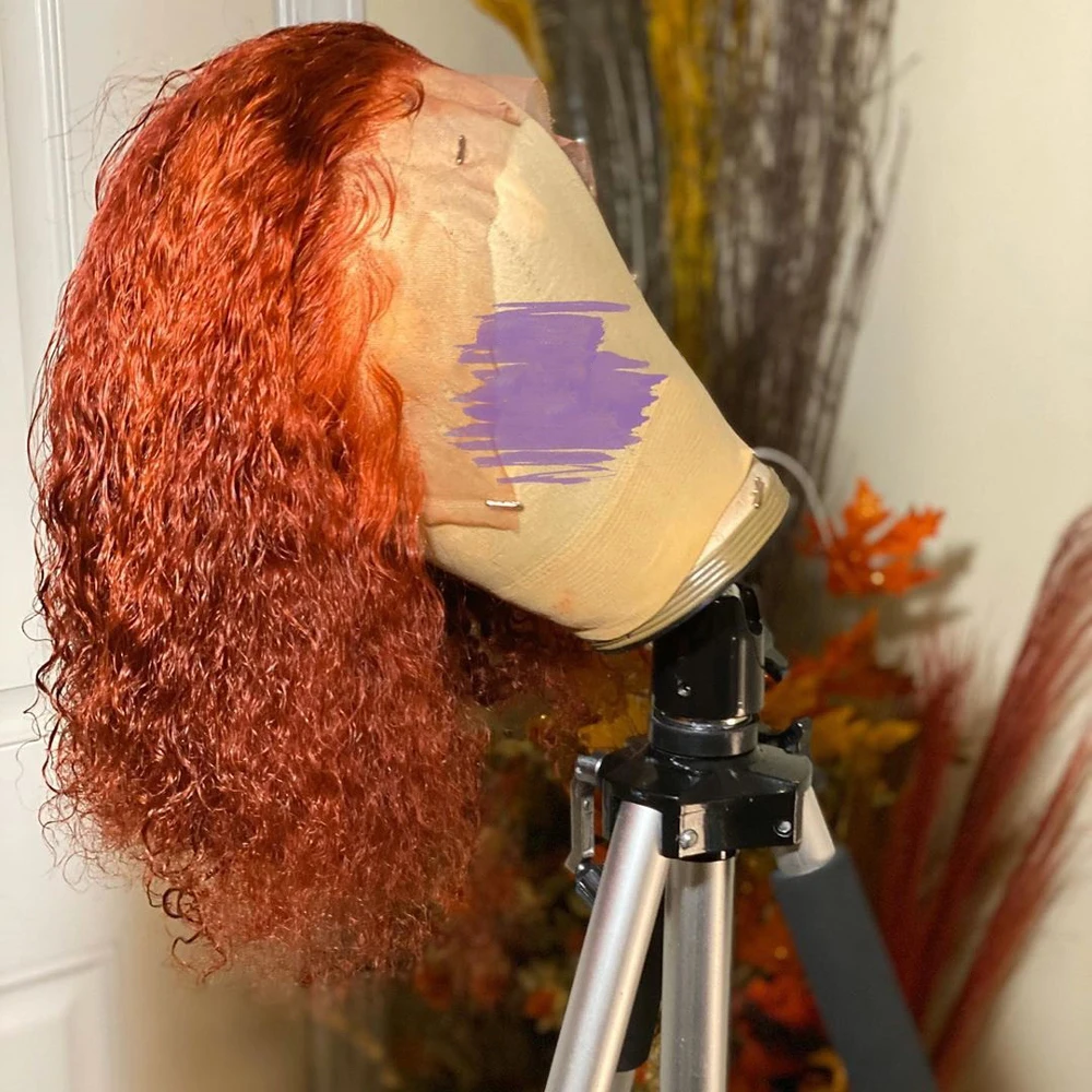 Парик из имбирного апельсина кудрявые парики с Т образной частью кружевные