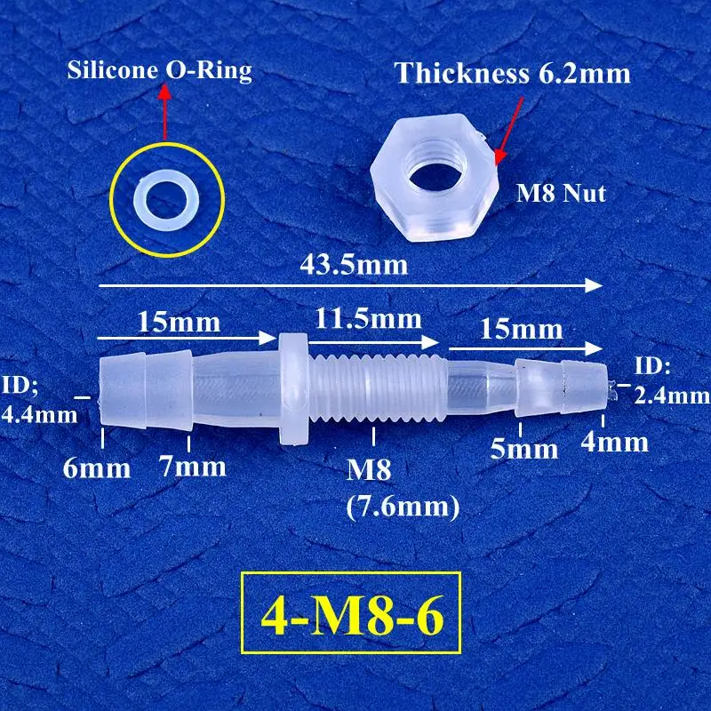 SgooHan PP прямые разъемы для шланга M6~M10 3~8мм с силиконовым кольцом