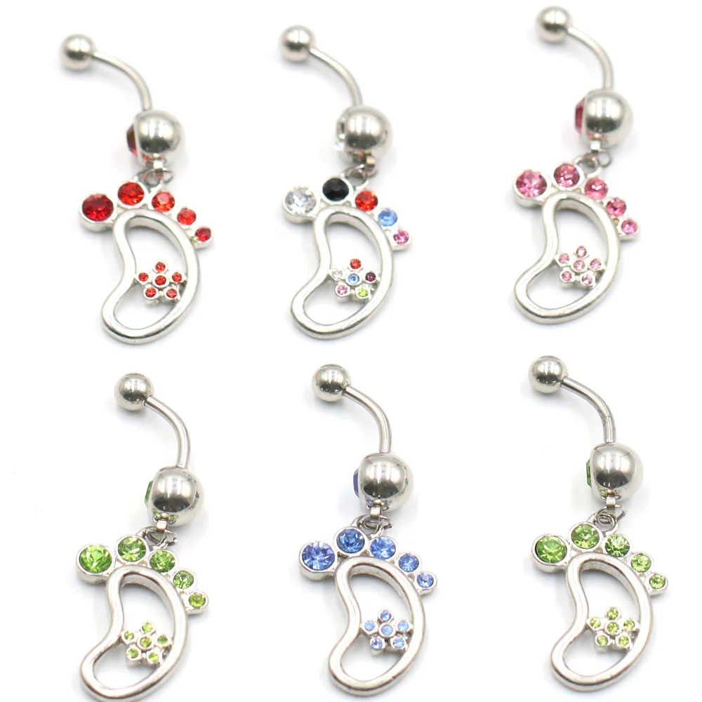 Кольцо для пупка пирсинга из хирургической стали 1 шт. беременных ног хрустальные