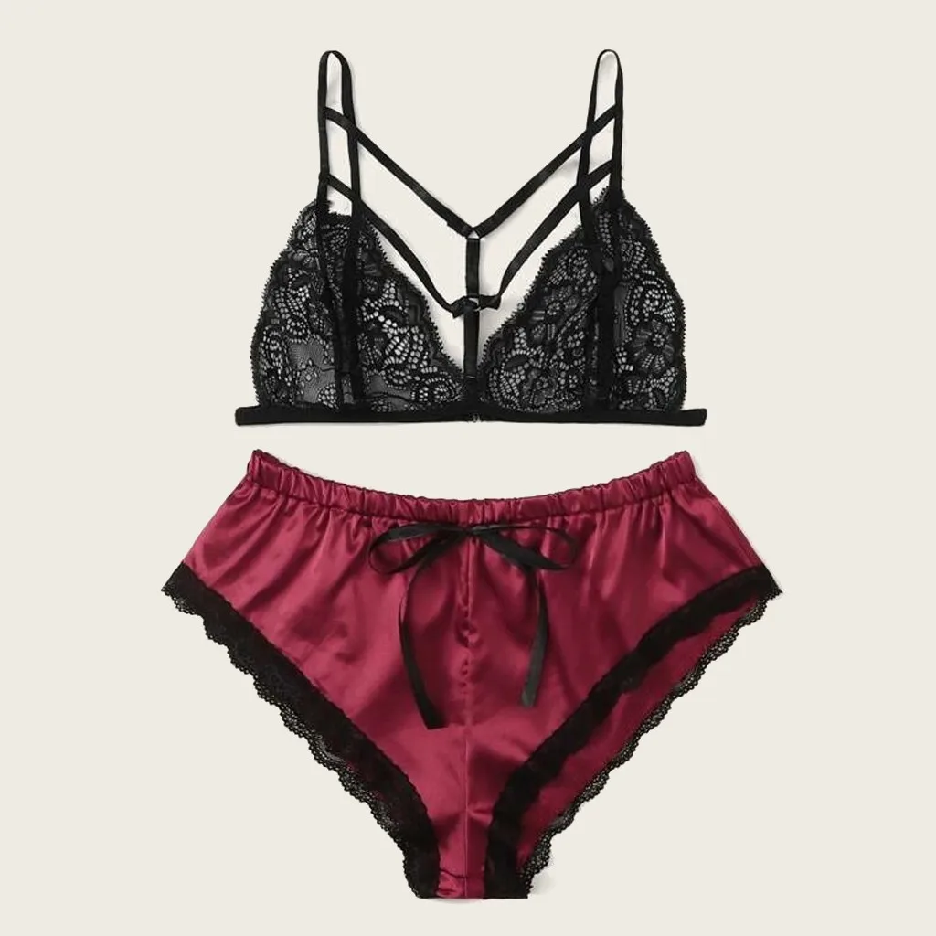 Шелковые атласные сексуальные цветочные кружевные пижамы женское нижнее белье