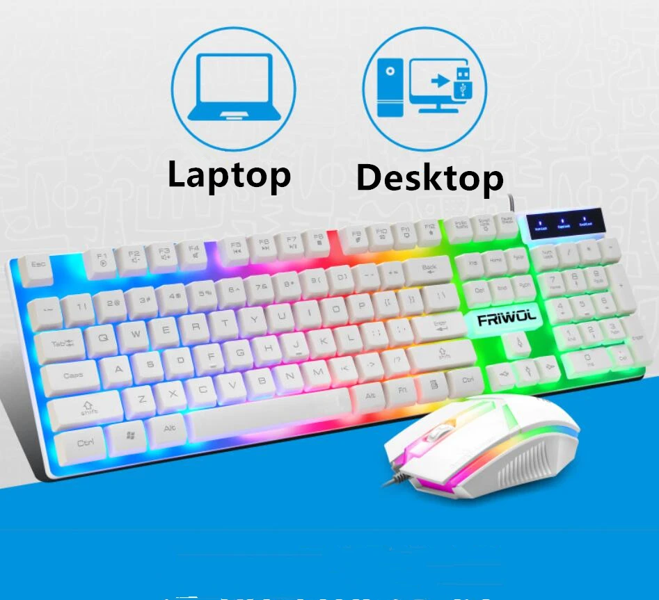 Новая игровая клавиатура и мышь проводная с подсветкой комплект геймера 2000PDI
