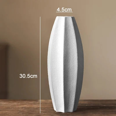 white 30.5cm Японский дзен ручной работы керамическая ваза Геометрическая ваза домашний Декор Гостиная украшение креативный стол простые сухие цветочные украшения - Цвет: white 30.5cm