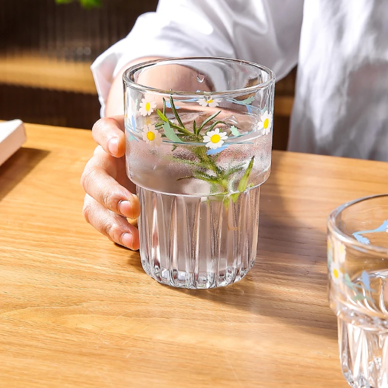 

Flower Coffee Glass Cup Drink Juice Milk Glass Cup Wine Glass Cocktail Mason Jar Drinking Glasses Teacup Szklanki Drinkware