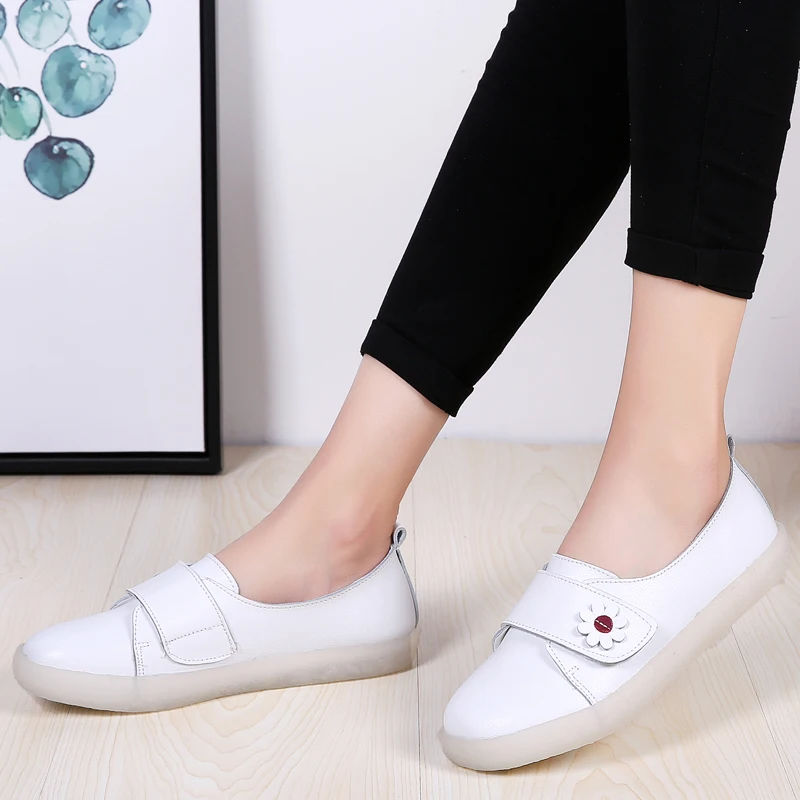 Женские слипоны на плоской подошве Обувь для мам лоферы из мягкой кожи