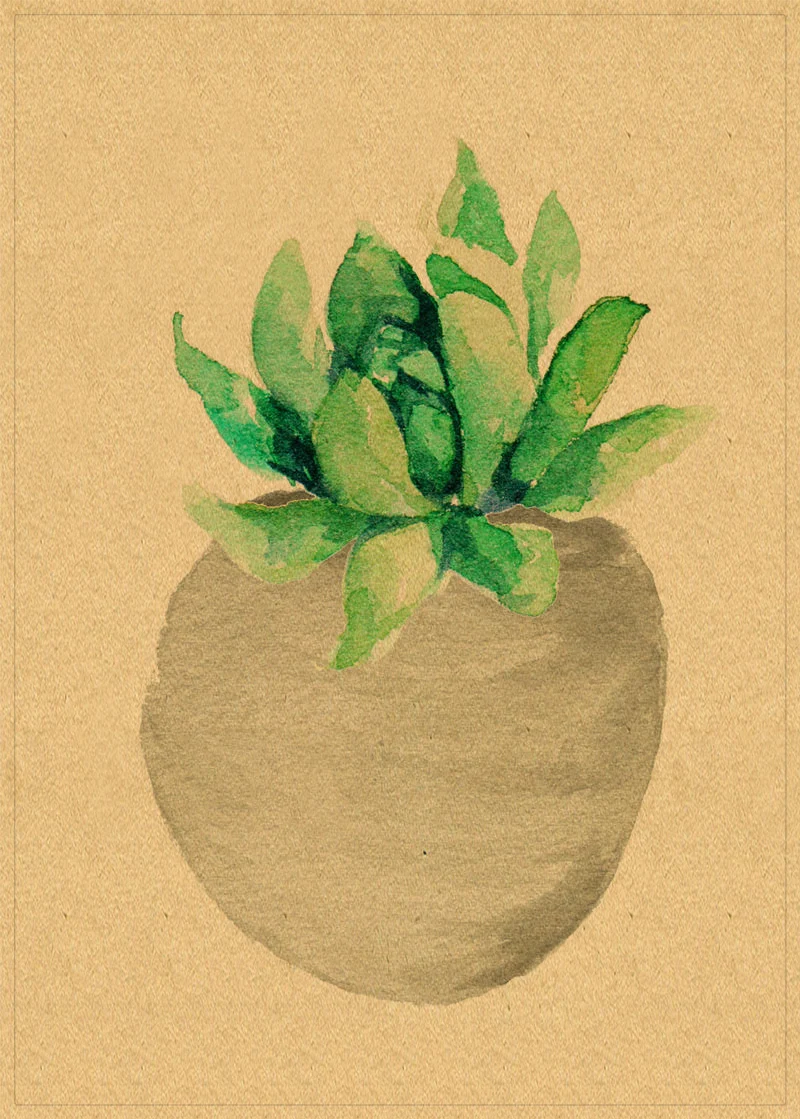 Акварельные листья на стену в зеленом стиле растения скандинавском крафт-бумага