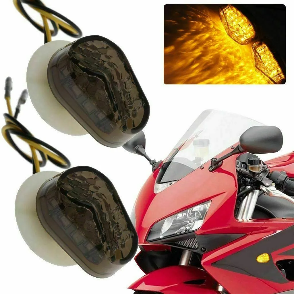 

Smoke Lens Motorcycle Turn Signal Lights 12 LED 12 V 2X Amber Flush Mount