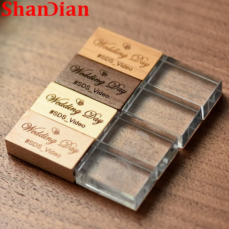USB флеш накопитель SHANDIAN деревянный с кристаллами 8/16/32/64 ГБ|USB флэш-накопители| |