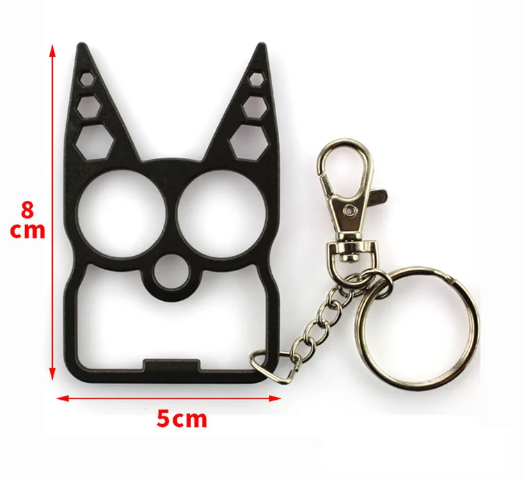 

Creative Multi-Function Metal Keychain Outdoor Survival Bottle Opener Screw Wrench Window Breaker Keyring Cute Cat Accessories