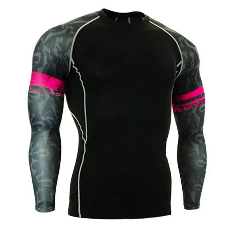 Мужская быстросохнущая футболка для бега бодибилдинг Спортивная с длинным