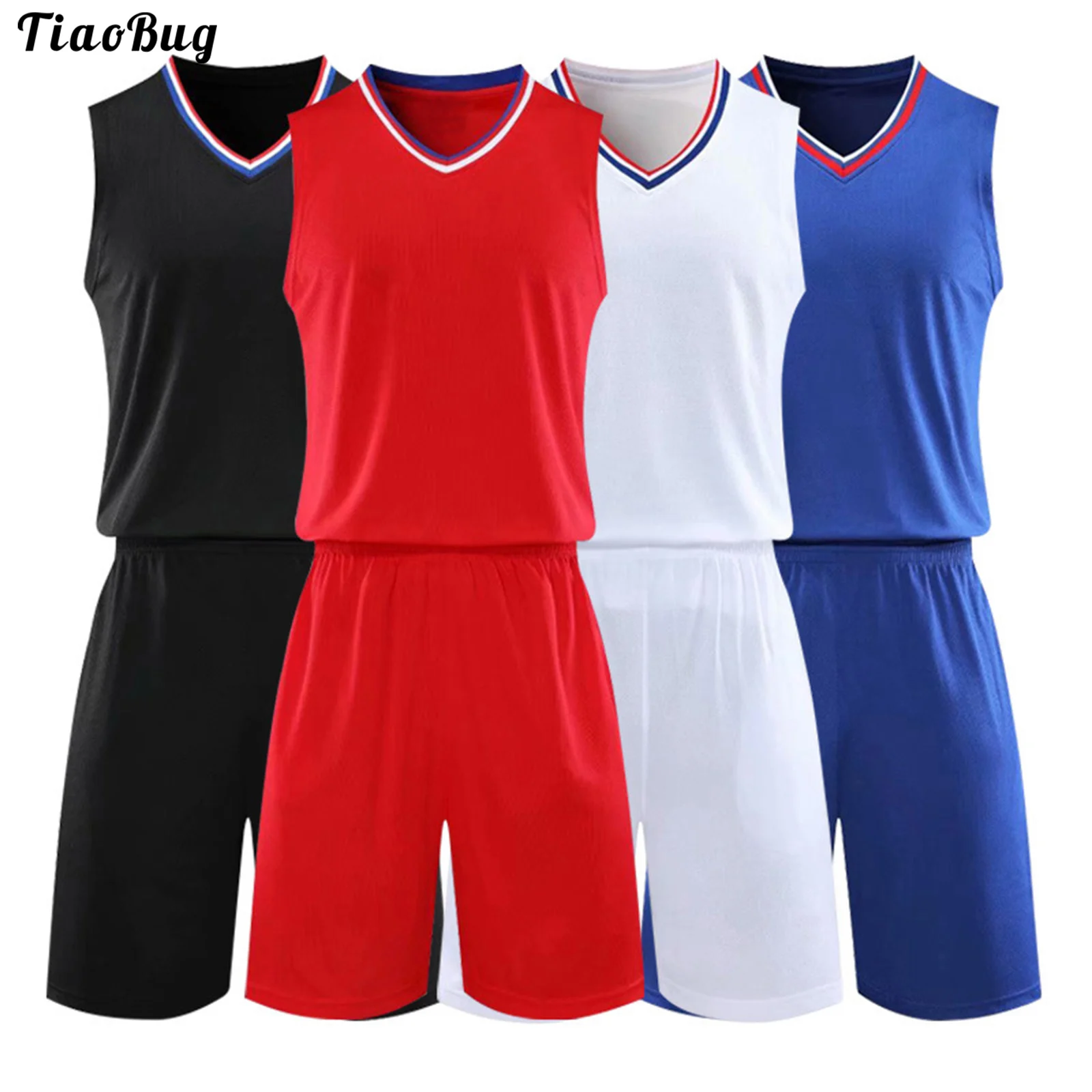 

Повседневный комплект одежды из 2 частей для мальчиков: футболка и спортивные баскетбольная спортивная V образным вырезом без рукавов Футболка с эластичной резинкой на талии шорты, спортивный костюм для бега
