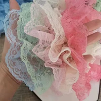 1yard pleated mesh embroidery lace fabric 5 8cm ribbon guipure tulle lace bridal wedding dress trimmings for clothing encaje lt8