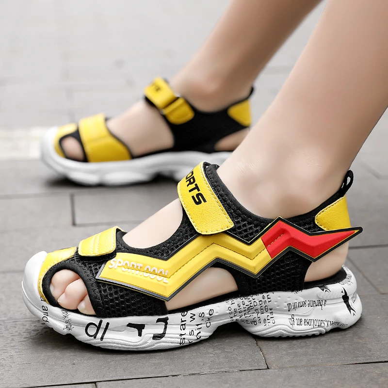 

Summer High-end Sports Sandals Kids Fashion Sandalias Childrens Cartoons Beach Shoes Non-slip Soft Bottom Leather Sandals Baby
