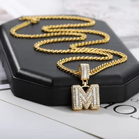 2020 trend letter initial a z zircon pendant necklace for men iced out rock sugar hip hop charms fashion fantastic jewelry gift