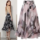Женская шифоновая юбка с высокой талией, элегантная свободная винтажная юбка с принтом для девушек, Повседневная богемная юбка большого размера, лето 2021