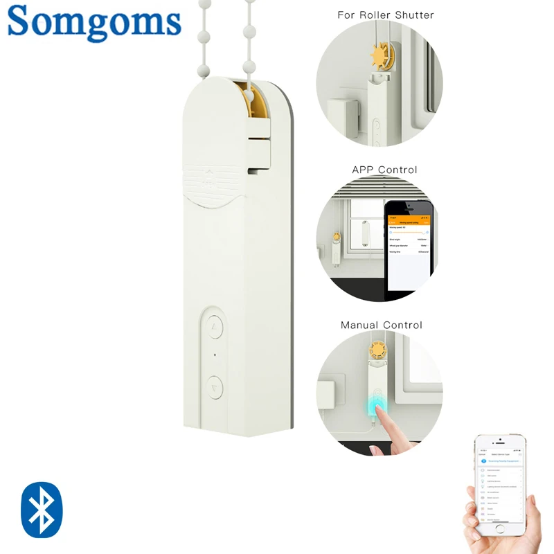 DIY Smart Motorized Chain Roller Blinds Shade Shutter Drive Motor Powered By Solar Panel and Charger Bluetooth Remote Control