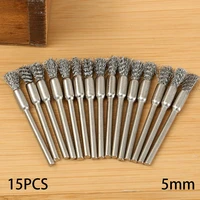 15 pcs wire brush remove rust polishing brush stainless steel 5mm w handle for mold grinder electric rotary drill accessories