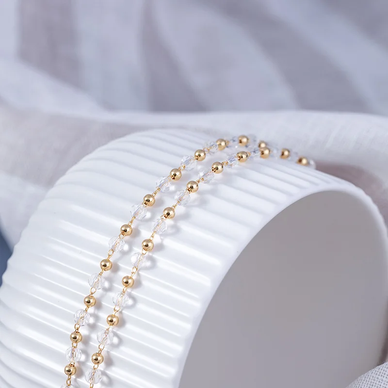 Золотая цепочка с бусинами и кисточками 3 4 мм 1 метр|Ювелирная фурнитура