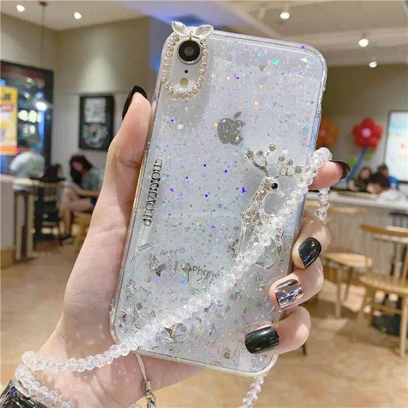 3D Блестящий чехол для телефона с изображением рождественской елки лося мягкий