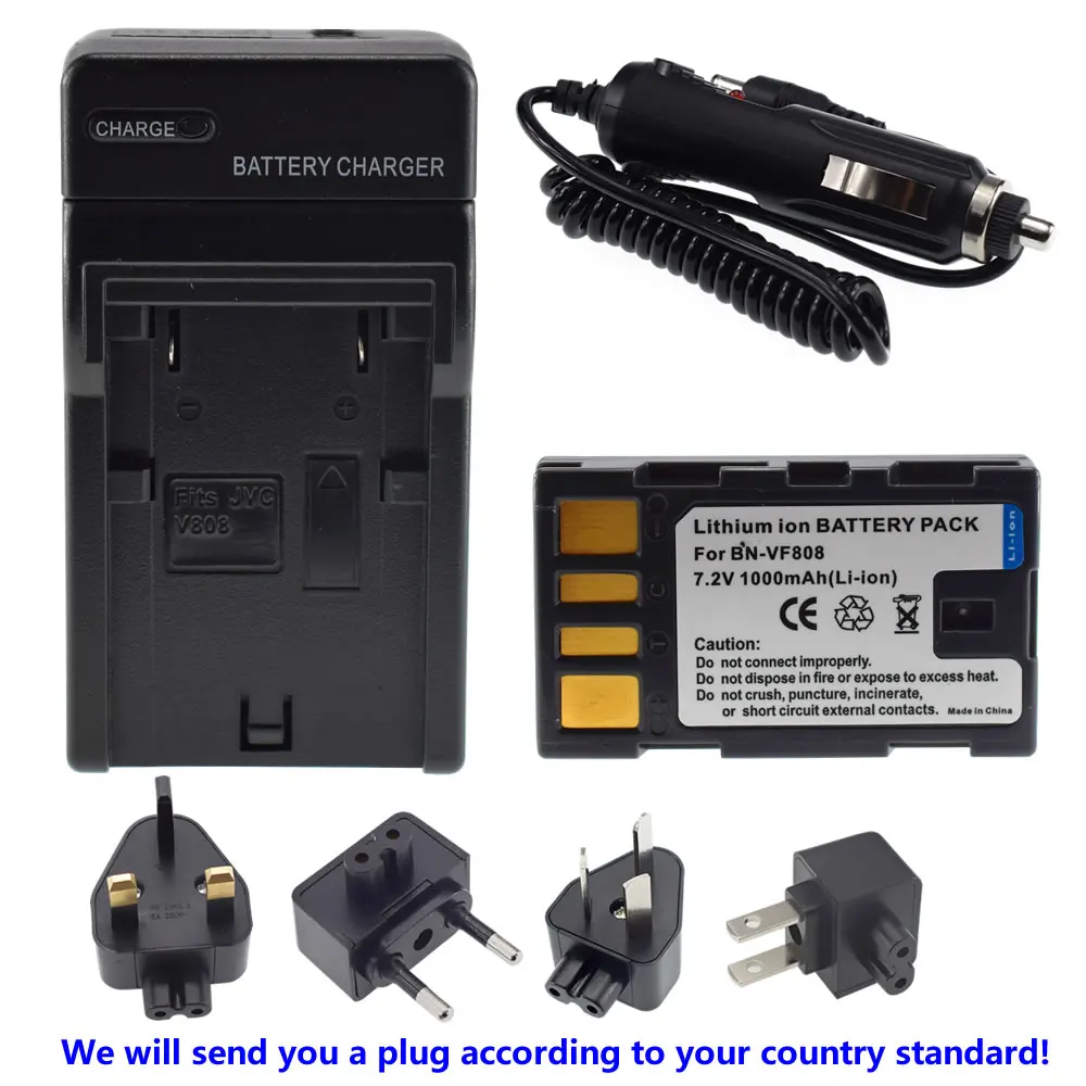 BN-VF808 батарея + AC &amp Автомобильное зарядное устройство для JVC Everio GZ-MG230 MG155 HD300BU HD320BU