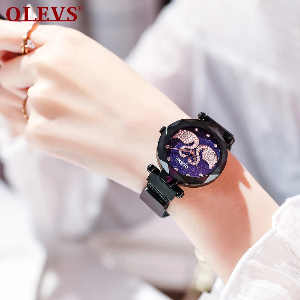 

CW2145 Casual female romantic star sky wristwatch leather Rhinestone designer lady clock