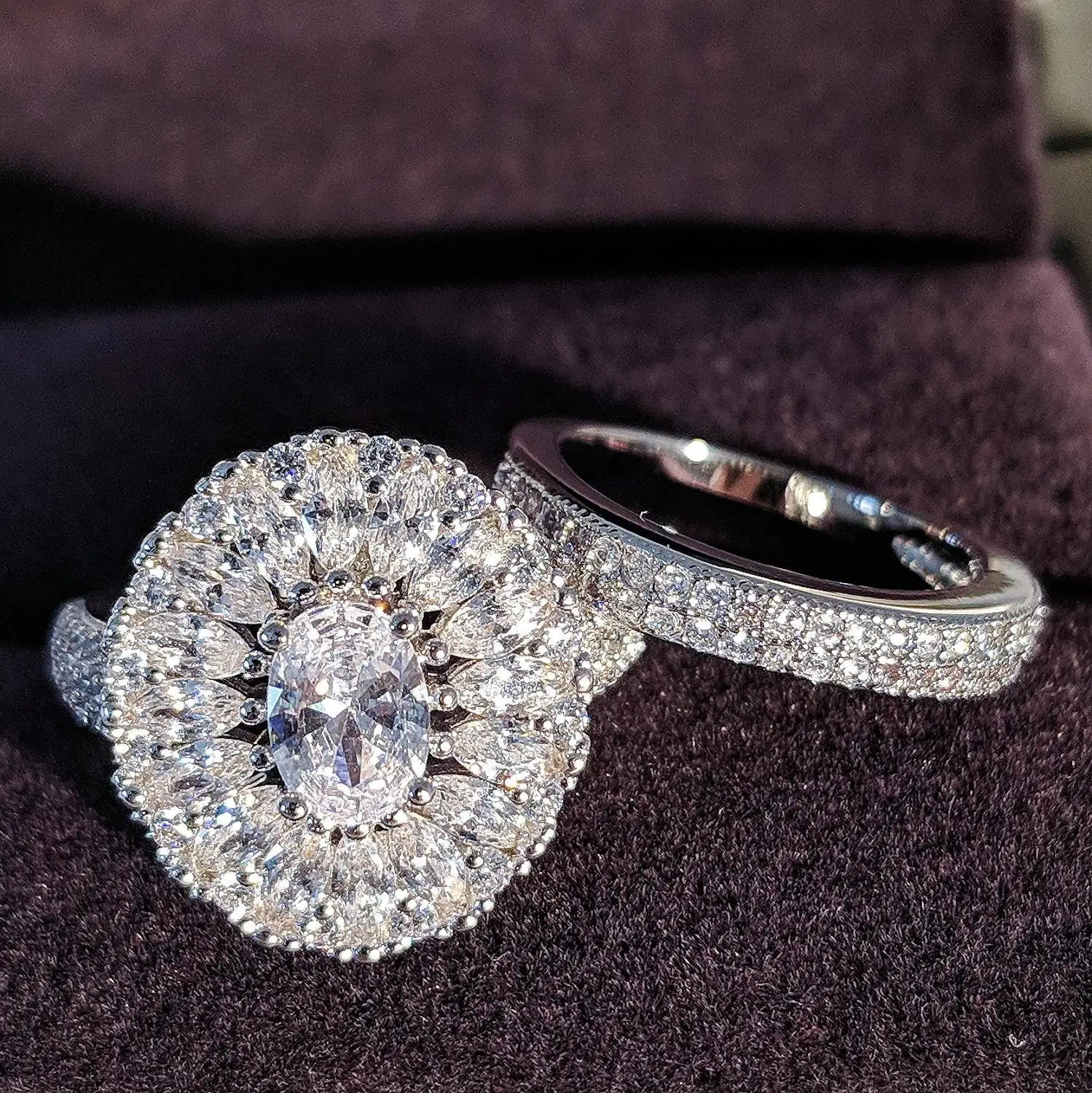 2021 Новая роскошная 925 серебро набор обручальных колец для женщин леди юбилей