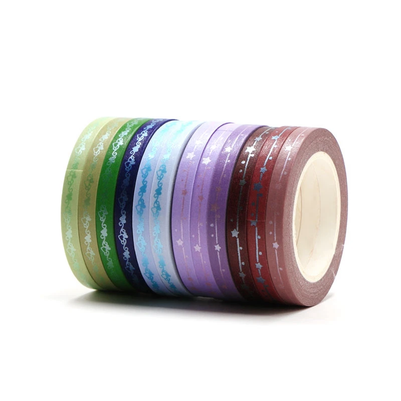 

Cute Hearts Blue Green Purple Chocolate Color Foil Washi Tapes Set for DIY Planner Scrapbooking Decorative Adhesive Masking Tape