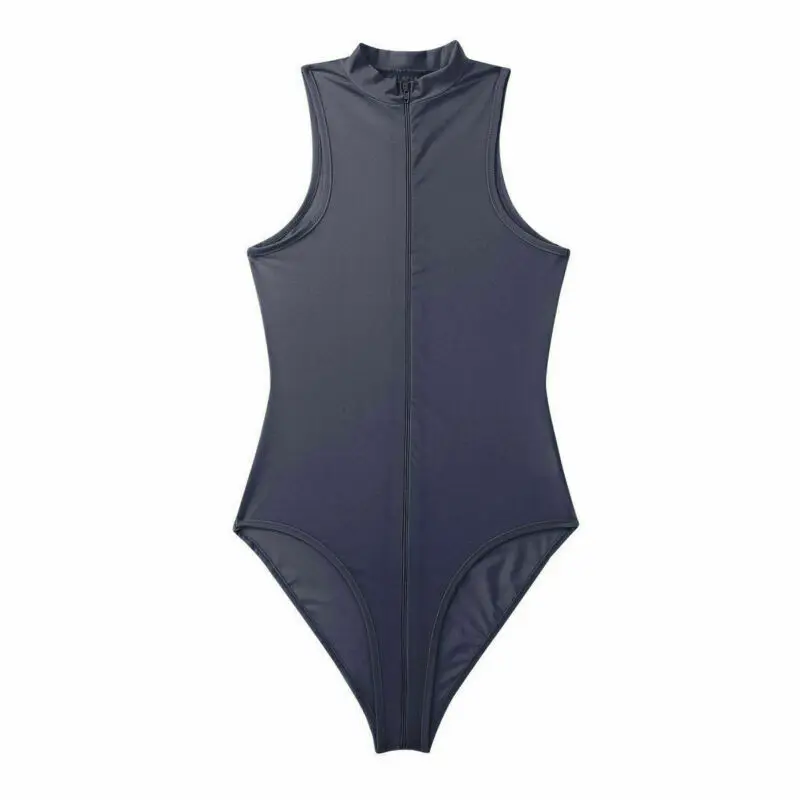 Пикантное женское эластичное полупрозрачное трико комбинезон без рукавов боди с