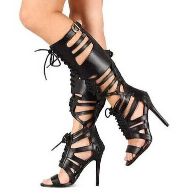 

Solid color sheep cross strap sexy fashion high heel sandals