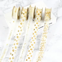 10mroll wedding gold printed ribbons for diy hair bow flower gift wrapping decorative love dot ribbon birthday valentines decor
