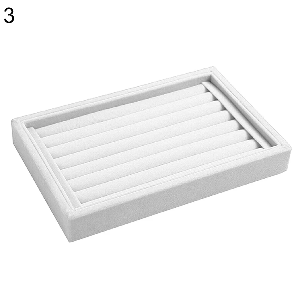 Полный бархат кольцо серьги Дисплей лоток Ящик для хранения ювелирных изделий