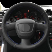 diy black genuine leather car steering wheel cover for audi a3 8p sportback a4 b7 avant a6 c6 s4 seat exeo 2009 2012