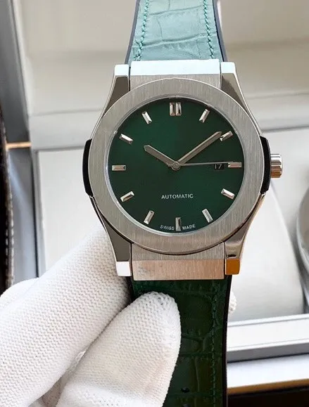 Новые Мужские автоматические механические часы натуральная кожа зеленый