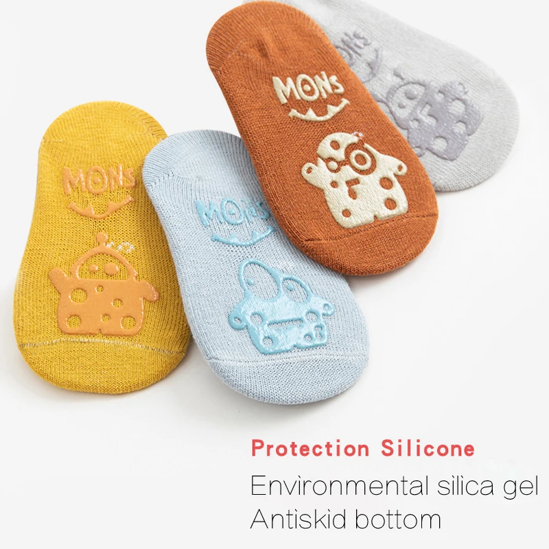 Wecute-Calcetines antideslizantes para beb&eacute; reci&eacute;n nacido, de 0 a 3 a&ntilde;os, con estampado de dibujos animados, bandas de goma, para el suelo, de algod&oacute;n suave-4